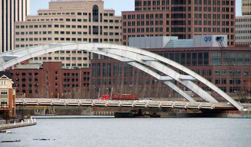 Side shot of bridge above river