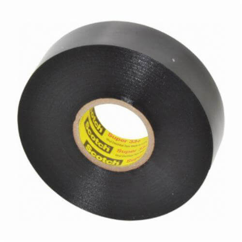 Scotch® 7100002398 Super 33+™ Premium Grade Electrical Tape, 66 ft L x 3/4 in W, 7 mm Thick, PVC, Rubber Adhesive, Black