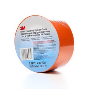 3Mâ„¢ 00021200431784 General Purpose Vinyl Tape 764, 36 yd L x 2 in W, 5 mm thick, Rubber Adhesive, PVC Backing, Yellow