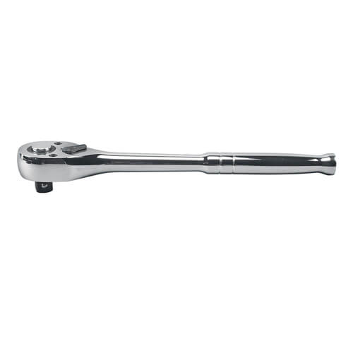 Klein® 65820 Ratchet Wrench, 1/2 in Drive, Pear Head, 10 in OAL, Alloy Steel, Polished Chrome