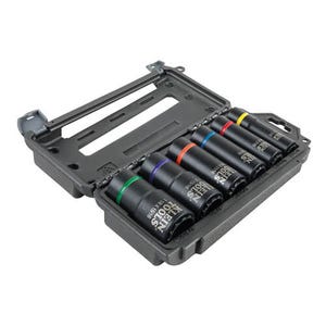 Klein® 66010 2-in-1 Impact Socket Set, ASME B107.2, 12 Points, 1/2 in Drive, 6 pc, Carrying Case Container