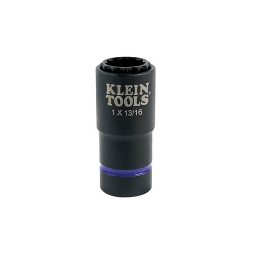 Klein® 66015 2-in-1 Single Ended Impact Socket, Cross Hole Style, 1/2 in, 1 x 13/16 in Deep Socket, 6 Points