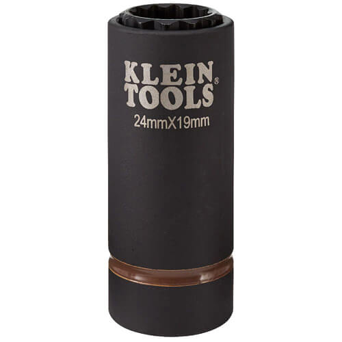 Klein® 66052E 2-in-1 Single Ended Impact Socket, Cross Hole Style, 1/2 in, 24 x 19 mm Deep Socket, 12 Points