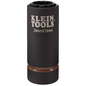 Klein® 66052E 2-in-1 Single Ended Impact Socket, Cross Hole Style, 1/2 in, 24 x 19 mm Deep Socket, 12 Points