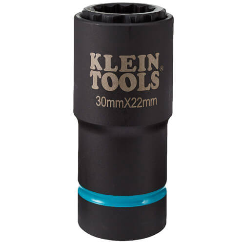 Klein® 66053E 2-in-1 Single Ended Impact Socket, Cross Hole Style, 1/2 in, 30 x 22 mm Deep Socket, 12 Points