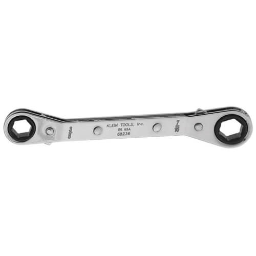 Klein® 68236 Box Wrench, Measurement System: SAE, Offset/Ratcheting/Reversible/Spline Wrench, 3/8 x 7/16 in Wrench Opening, 6 points, 5-1/2 in OAL