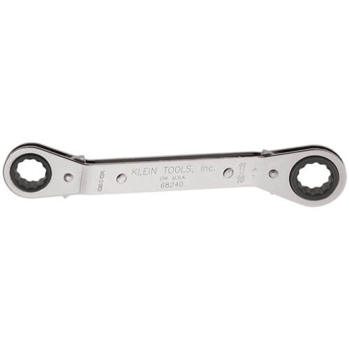 Klein® 68240 Box Wrench, Measurement System: SAE, Offset/Ratcheting/Reversible/Spline Wrench, 5/8 x 11/16 in Wrench Opening, 12 points, 8-1/8 in OAL