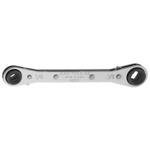 Klein® 68309 Refrigeration Wrench, 3/16 in, 1/4 in Square, 1/2 in, 9/16 in Hex Wrench, 4 Points, 25° Offset, 6.813 in OAL