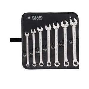 Klein® 68400 Combination Wrench Set, General Purpose, Imperial System of Measurement, 1/4 to 5/8 in, 7 pc, 12 point, 15° Offset
