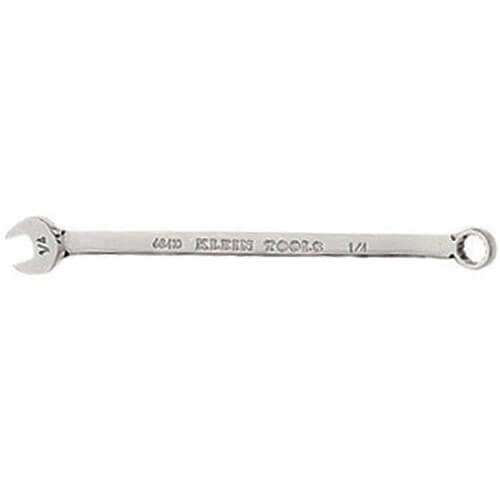 Klein® 68410 Combination Wrench, 1/4 in Wrench, 12 Points, 15° Offset, 5-1/8 in OAL, Forged Alloy Steel, Polished Chrome/Nickel Plated