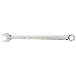 Klein® 68411 Combination Wrench, 5/16 in Wrench, 12 Points, 15° Offset, 4-3/8 in OAL, Forged Alloy Steel, Polished Chrome/Nickel Plated