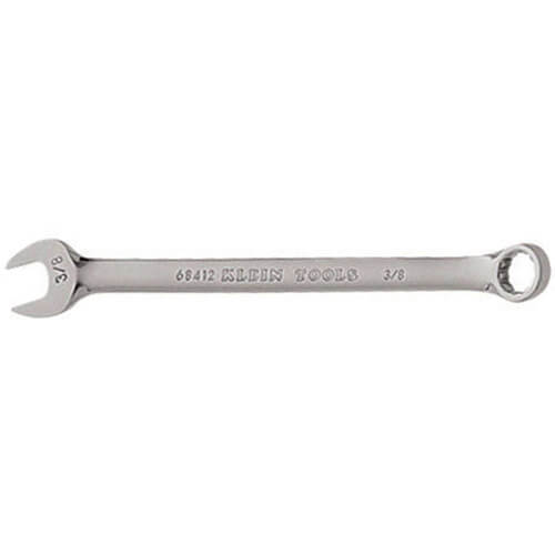 Klein® 68412 Combination Wrench, 3/8 in Wrench, 12 Points, 15° Offset, 6-1/8 in OAL, Forged Alloy Steel, Polished Chrome/Nickel Plated