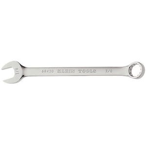 Klein® 68420 Combination Wrench, 7/8 in Wrench, 12 Points, 15° Offset, 11-1/2 in OAL, Forged Alloy Steel, Polished Chrome/Nickel Plated