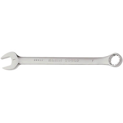 Klein® 68422 Combination Wrench, 1 in Wrench, 12 Points, 15° Offset, 13-1/4 in OAL, Forged Alloy Steel, Polished Chrome/Nickel Plated