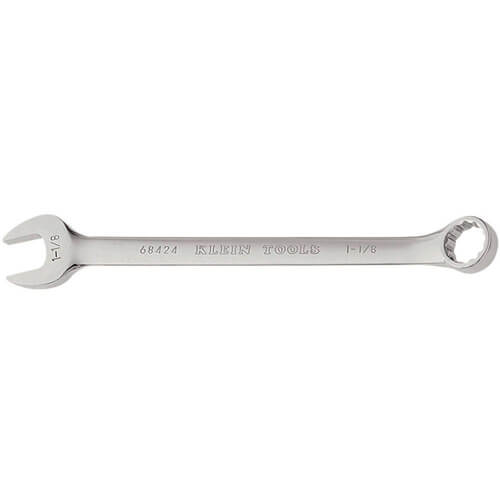 Klein® 68424 Combination Wrench, 1-1/8 in Wrench, 12 Points, 15° Offset, 15-1/2 in OAL, Forged Alloy Steel, Polished Chrome/Nickel Plated