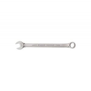 Klein® 68511 Combination Wrench, 11 mm Wrench, 12 Points, 15° Offset, 6-1/2 in OAL, Forged Alloy Steel, Polished Chrome/Nickel Plated