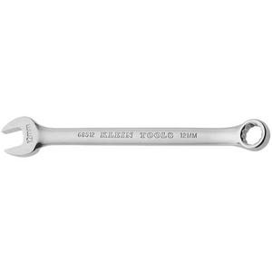 Klein® 68512 Combination Wrench, 12 mm Wrench, 12 Points, 15° Offset, 7-1/8 in OAL, Forged Alloy Steel, Polished Chrome/Nickel Plated