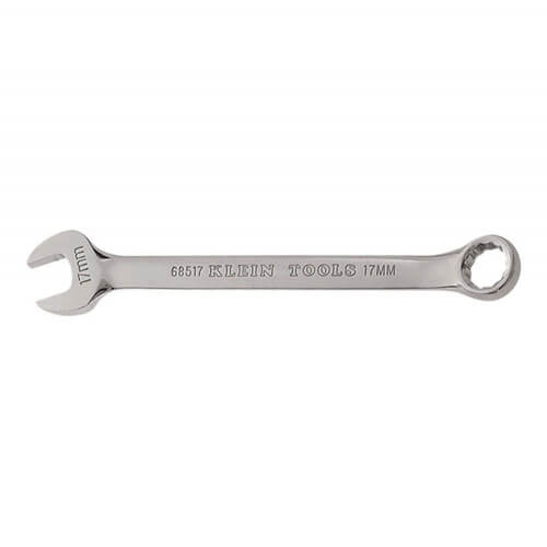 Klein® 68517 Combination Wrench, 17 mm Wrench, 12 Points, 15° Offset, 9 in OAL, Forged Alloy Steel, Polished Chrome/Nickel Plated