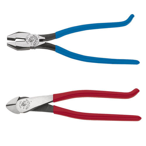 Klein® 94508 Ironworker's Plier Kit, Angle Head/diagonal Cutter/Side Cutter, 2 pc, Knurled Jaw Surface, diagonal/Side Cut, 6-3/4 in OAL