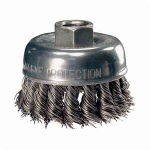 Pferd 82220 External Nut Heavy Duty Minigrinder Single Row Cup Brush, 2-3/4 in dia Brush, 5/8-11 Arbor Hole, 0.02 in dia Filament/Wire