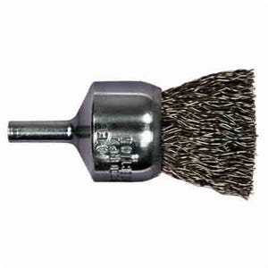 Pferd 82967 General Purpose Stem Mount End Brush, 3/4 in, Crimped, 0.006 in, Carbon Steel Fill, 1 in L Trim