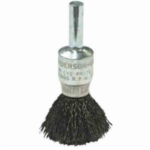 Weiler® 07021 Anderson Light Duty Solid Stem Mount End Brush, NS Series, 3/4 in, Crimped, 0.0104 in, Carbon Steel Fill, 7/8 in L