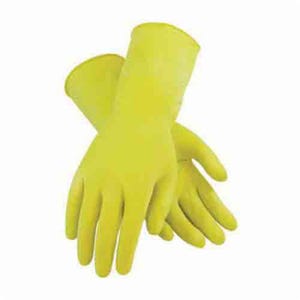 Assurance® 48-L162Y/L Chemical-Resistant Gloves, L, Ambidextrous Hand, Natural Rubber Latex, Yellow, Flock Lining, 12 in L