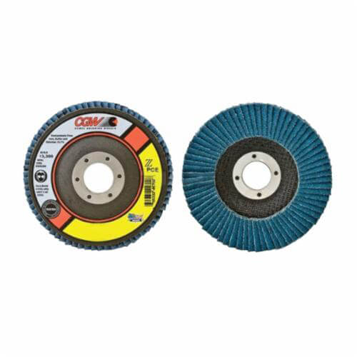 CGW® 41734 Contaminant-Free Economy Regular Coated Abrasive Flap Disc, 4-1/2 in dia, 60 grit, Medium Grade, Type 29 Conical Disc
