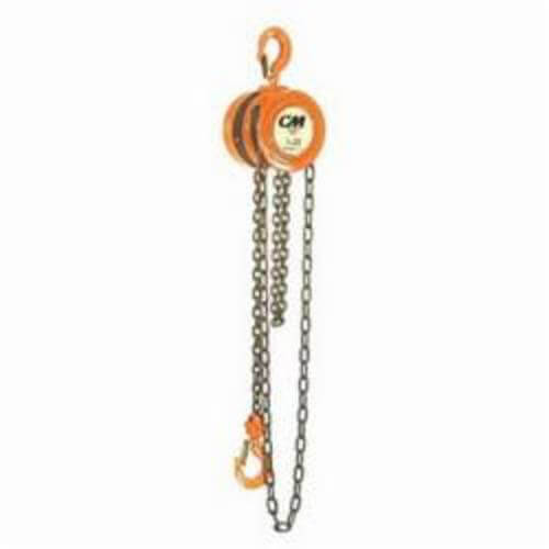 CM® 2259 622 Hand Chain Hoist, 3 ton Load, 10 ft H Lifting, 21-29/32 in Min Between Hooks, 1-5/16 in Hook Opening, 65 lb Rated