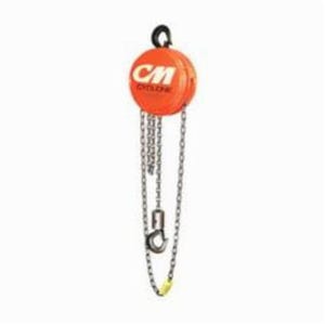 CM® Cyclone® 4624 Single Reeved Hand Chain Hoist, 1 ton Load, 10 ft H Lifting, 14 in Min Between Hooks, 1-1/8 in Hook Opening