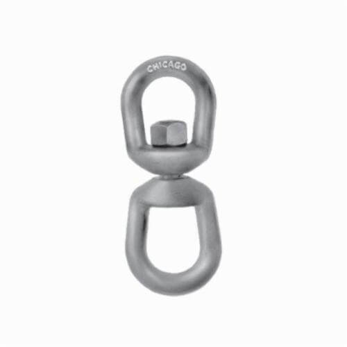 Chicago Hardware 21510 7 Eye and Eye Swivel, 0.63 ton Load, 5/16 in Trade, Drop Forged Steel, 3/4 x 1-1/4 in x 1 in Eye