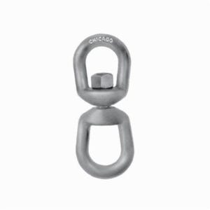 Chicago Hardware 21515 2 Eye and Eye Swivel, 1.1 ton Load, 3/8 in Trade, Drop Forged Steel, 7/8 x 1-1/2 in x 1-1/4 in Eye