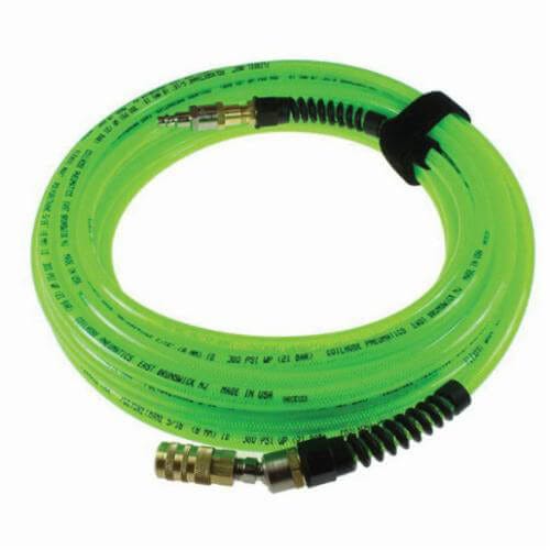 Coilhose® PFX6050GS15XS Flexeel® Max™ Straight Air Hose, 3/8 in, 1/4 in Industrial Interchange, 50 ft L, 300 psi, Brass/Reinforced Polyurethane, Domestic