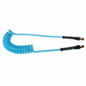 Coilhose® PUE14-25B-T Flexeel® PUE14 Coiled Air Hose, 1/4 in Nominal, 1/4 in MPT Swivel Strain Relief End Style, 20 ft L