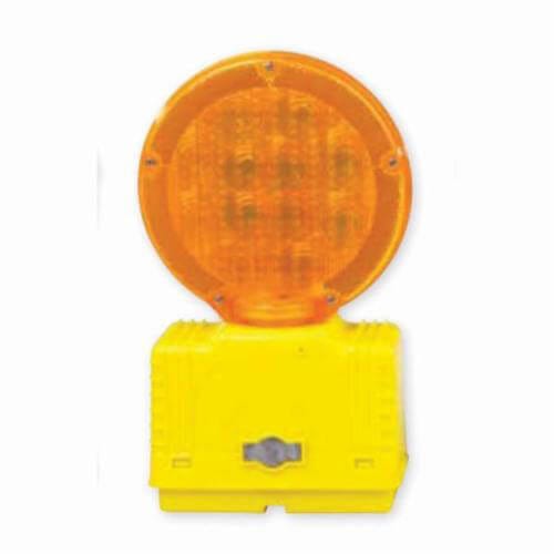 Cortina® 03-10-3WAY6V Barricade Light, Yellow/Amber, 7 in dia head, Polyethylene Housing, Fresnel Glass Lens, 6 V with Photocell, Bolt Mount.