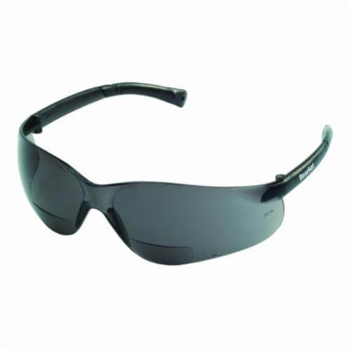 MCR Safety BKH25G BearKat® Magnifier RX™ Option Bi-Focal Single Gray Lens Safety Reading Glass, +2.5 Diopter, Black, Polycarbonate Frame