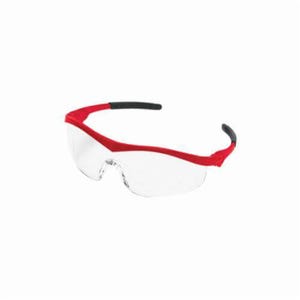 MCR Safety ST130 Storm® Plus Single Lens Safety Glass, Duramass® Hard Coat, Clear Lens, Half Framed Frame, Red