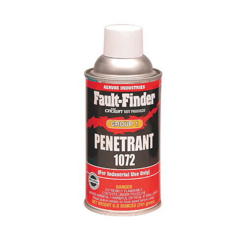 Crown® by Aervoe® 1072 Fault-Finder® Penetrant Group I, 12 oz Aerosol Can, Liquid Form, Red, 0.766 Specific Gravity