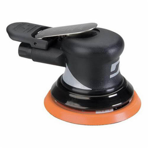 Dynabrade® Dynorbital® Supreme 56853 Palm Style Self-Generated Vacuum Random Orbital Sander, 5 in Round Pad, 18 scfm Air Flow, 90 psi