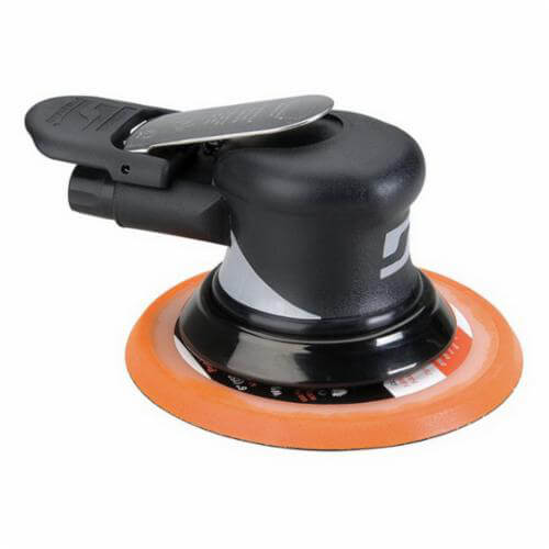 Dynabrade® Dynorbital® Supreme 56862 Palm Style Self-Generated Vacuum Random Orbital Sander, 6 in Round Pad, 18 scfm Air Flow, 90 psi