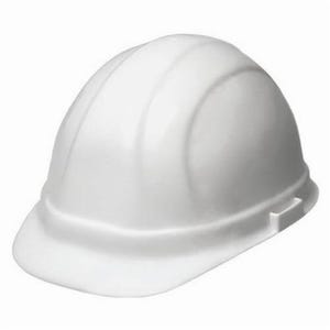 ERB® 19131 Omega II® Front Brim Hard Hat, White, 6-1/2 Fits Mini Hat, 8 Fits Max Hat, 6-Point Suspension, ANSI Class C
