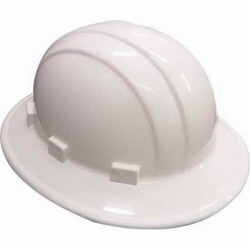 ERB® 19911 Omega II® Full Brim Hard Hat, White, 6-1/2 Fits Mini Hat, 8 Fits Max Hat, 6-Point Suspension, ANSI Class C, E & G