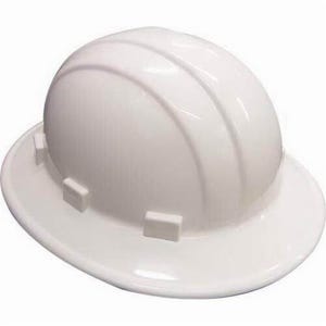 ERB® 19911 Omega II® Full Brim Hard Hat, White, 6-1/2 Fits Mini Hat, 8 Fits Max Hat, 6-Point Suspension, ANSI Class C, E & G