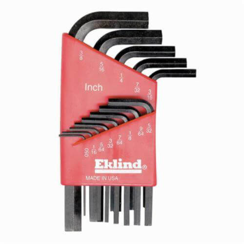 Eklind® 10113 Hex-L® Short Key Set, 13 pc, 0.05 to 0.375 in Hex, L-Handle, ANSI B18.3, Alloy Steel, Black Oxide