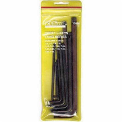 Eklind® 10914 Long Key Set with Pouch, 14 pc, T6 to T55 Torx®, L-Handle, Alloy Steel, Black Oxide