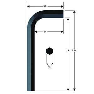 Eklind® 15201 Hex-L® Hex Key, Hex Drive, L-Handle Handle, ANSI B18.3, Alloy Steel, Black Oxide