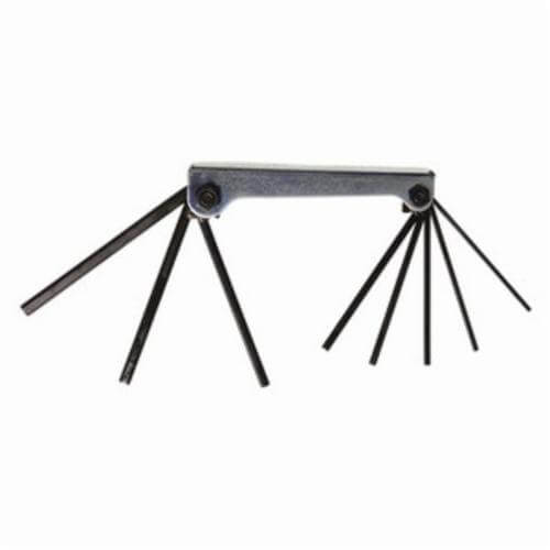 Eklind® 20812 Classic Long Key Set, 8 pc, 3/32 to 1/4 in Hex, Fold-Up Handle, ANSI B18.3, Alloy Steel, Black Oxide