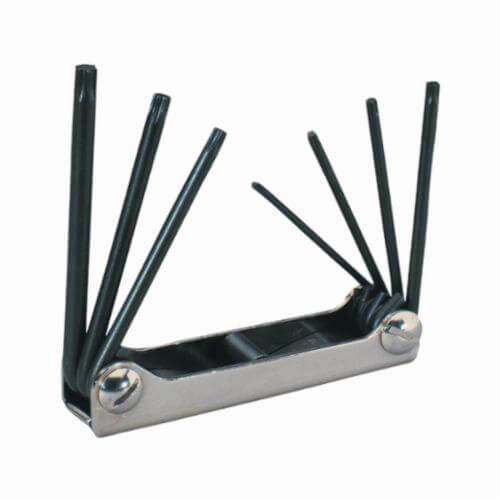 Eklind® 22571 Classic Short Key Set with Pouch, 7 pc, T10 to T40 Torx®, Fold-Up Handle, ANSI B18.3, Alloy Steel, Black Oxide