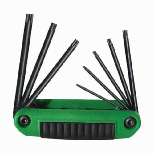 Eklind® 25581 Ergo-Fold™ Short Key Set, 8 pc, T8 to T40 Torx®, Ergonomic Grip/Fold-Up Handle, ANSI B18.3, Alloy Steel, Black Oxide