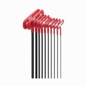 Eklind® 53910 Long Key Set with Pouch, 10 pc, 3/32 to 3/8 in Hex, Cushion Grip/Loop T-Handle Handle, ANSI B18.3, Alloy Steel, Black Oxide